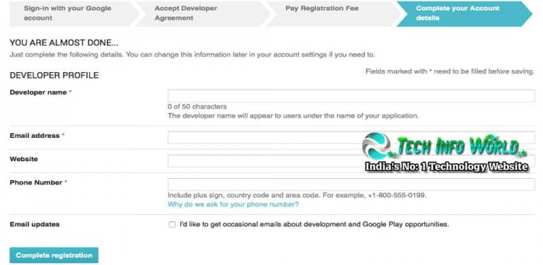 google play console developer account sign up